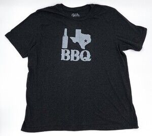 Gusto T Shirt Adult Dark Heather Short Sleeve I Love Texas BBQ Graphic Tee